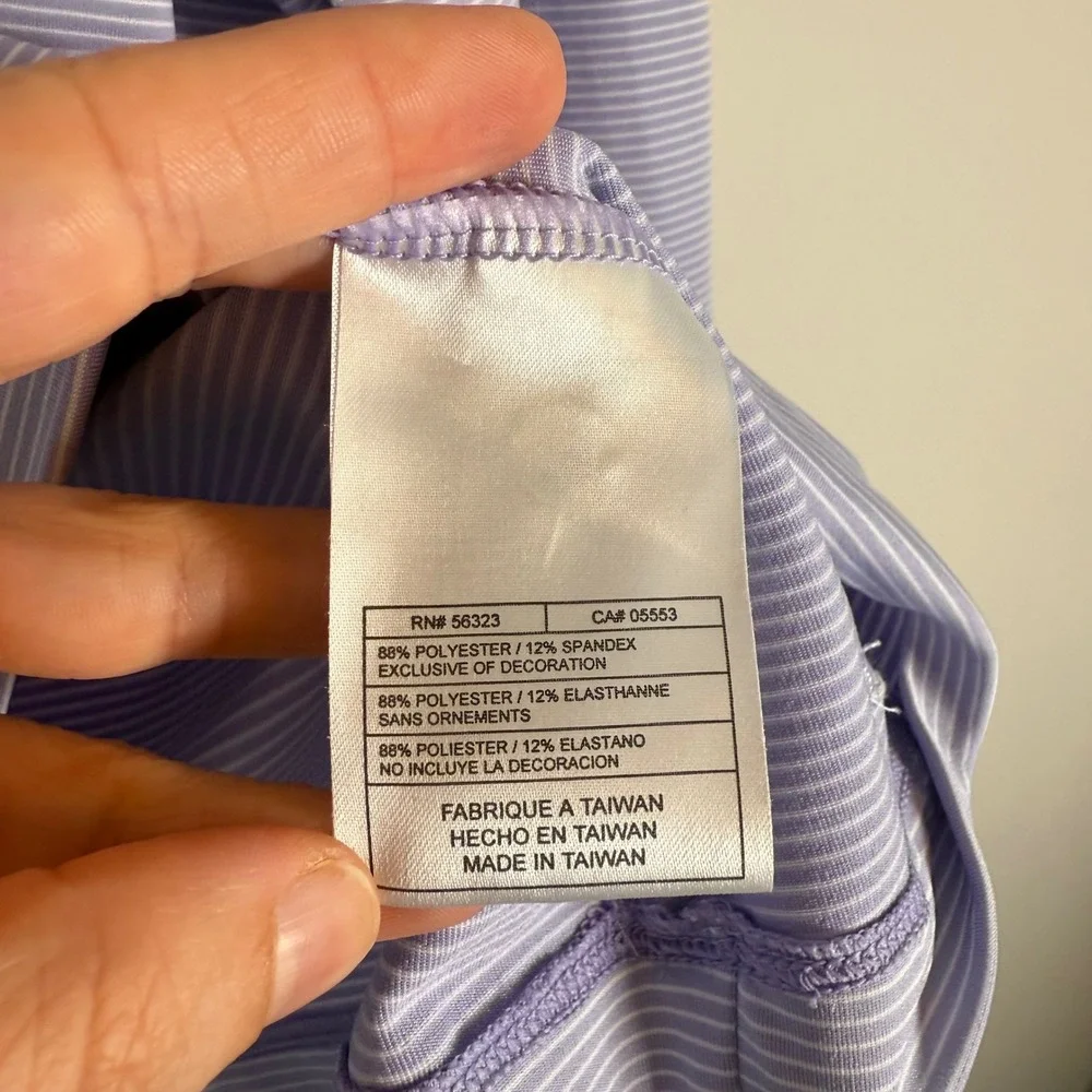 NEW Nike Golf Nike Fit Dry Long Sleeve Polo‎ Shirt Medium Purple Striped UV NWT